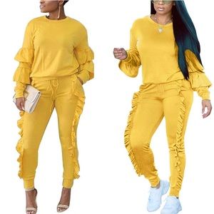 ruffle jogging suit